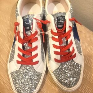 Vintage Havana Silver Glitter multi Sneakers with Red Laces .brand new